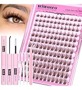 wiwoseo Brown Lash Clusters Kit Manga Lash Clusters with Spikes Lashes Clusters Fairy Brown Eyela...