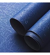Safiyya Blue Silk Peel and Stick Wallpaper Textured Dark Blue Contact Paper Removable Wallpaper S...