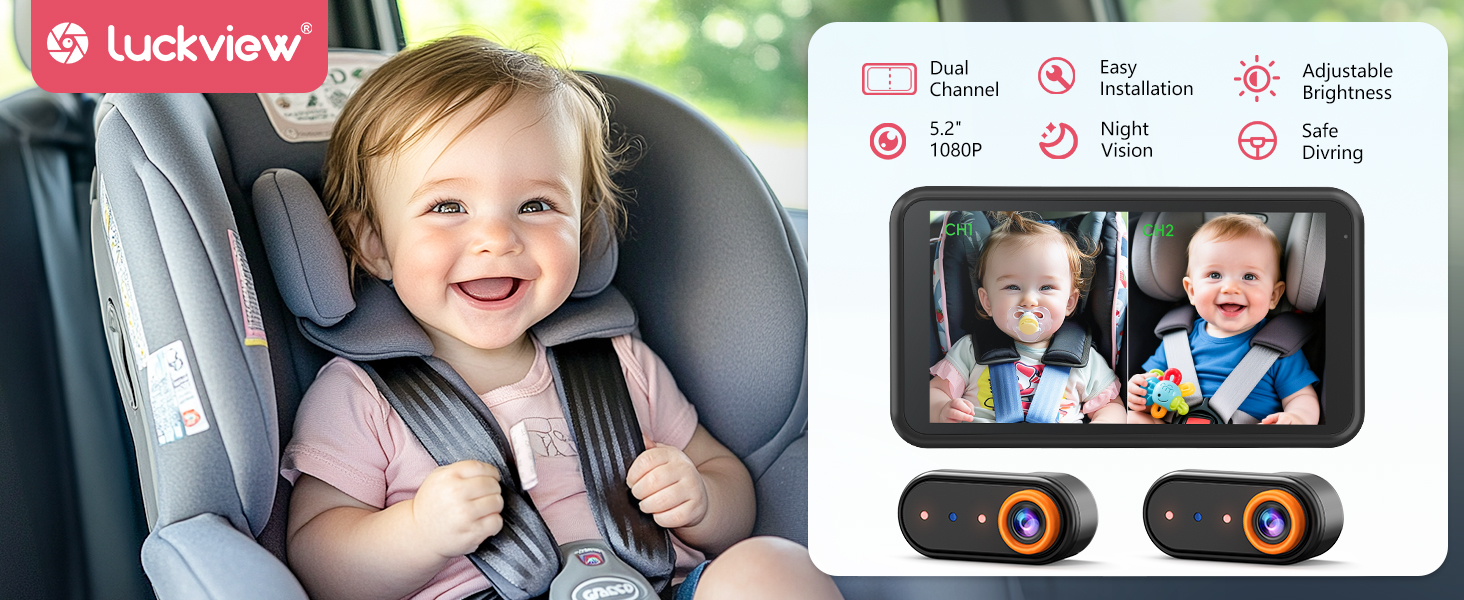 baby car camera for 2 kids