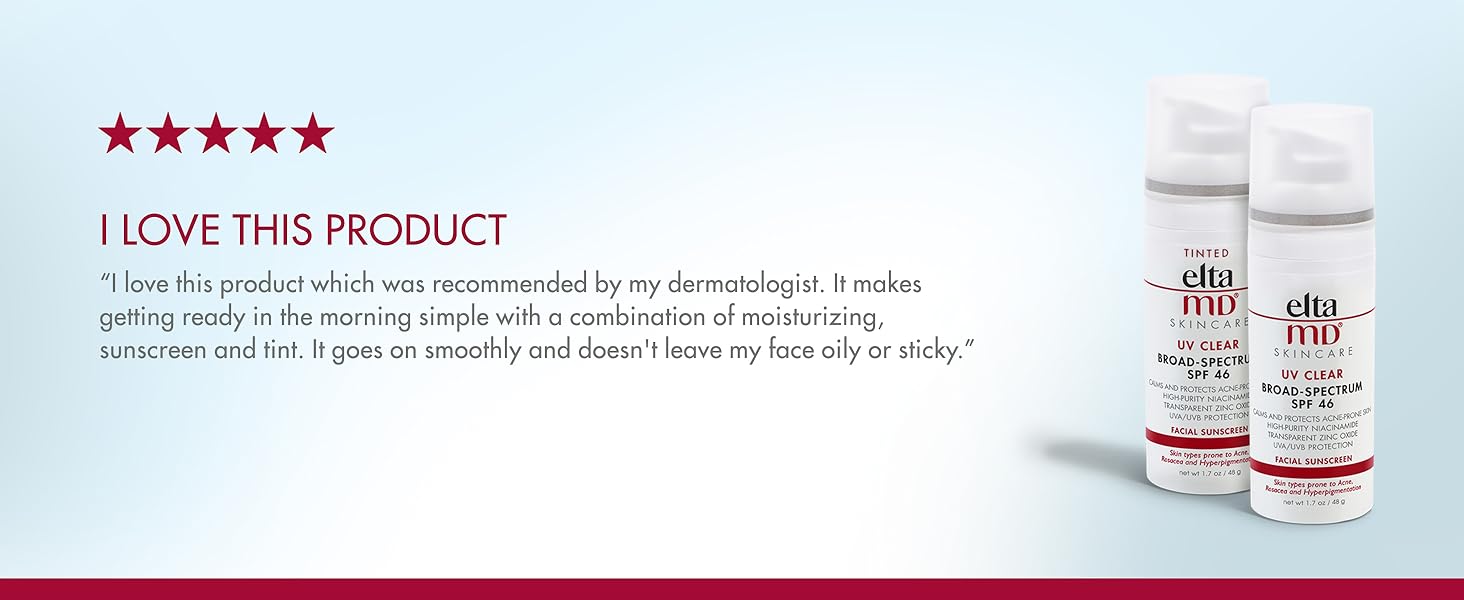 EltaMD UV Clear Tinted Facial Sunscreen UVA-UVB SPF 46, Oil-Free, for Sensitive, Acne-Prone, Rosacea