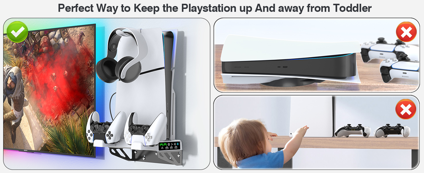 ps5 slim wall mount with charger
