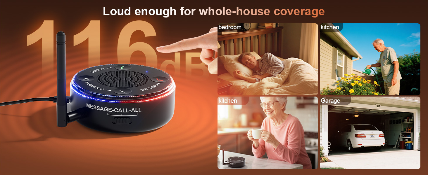 Cell Phone Ringer Amplifier & Flasher - Make Phone Ring Ultra Loud & Visible, One-Touch Answer/Decline, Bluetooth Phone Amplifiers for Hard of Hearing/Deep Sleeper/Noisy Spaces/Home 8 phone ringer amplifier