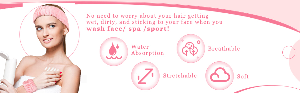 Face washing wristbands skin care headbands face wash headbands for women hair catcher for women