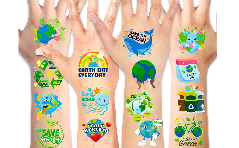 Happy Earth Day Tattoo Stickers