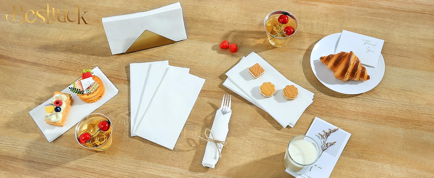 200 Pack White Napkins Disposable, Soft and Absorbent Bathroom Napkins Guest