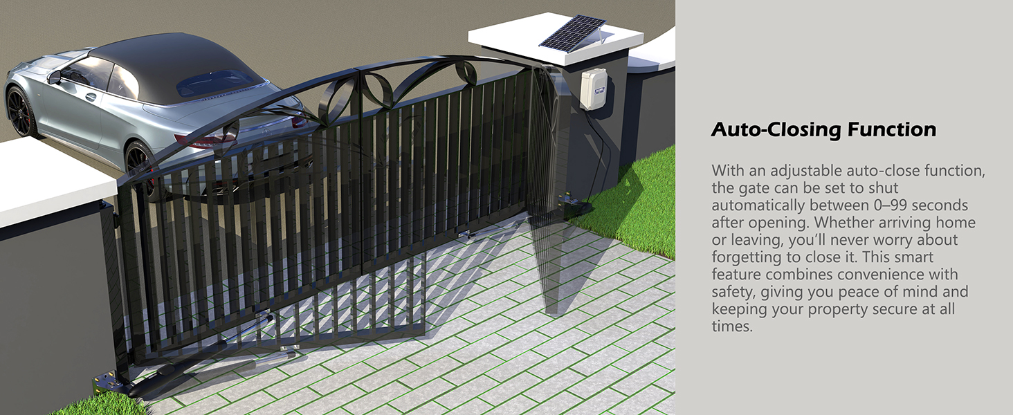 Auto-Close Function – Adjustable 0–99 Seconds for Secure and Convenient Gate Control