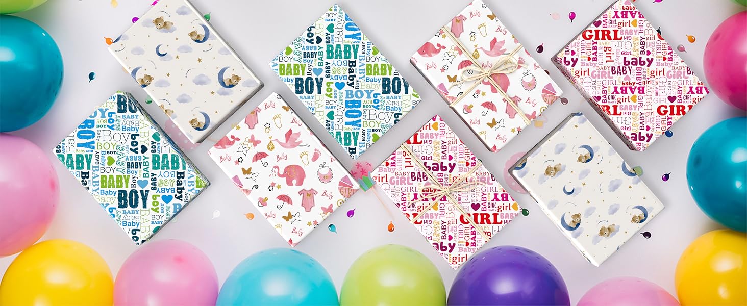 GIOLNIAY Galaxy Wrapping Paper for Boys Girls Birthday Baby