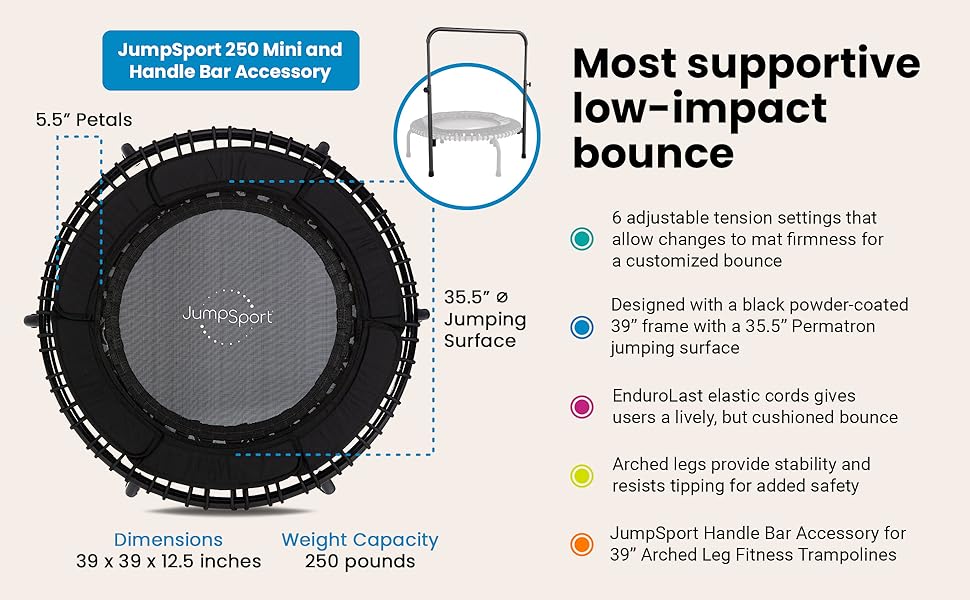 JumpSport 250 Indoor Home Cardio Fitness Rebounder Durable