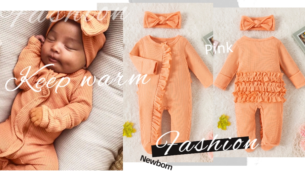 Newborn Infant Girl Footies 