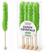 Green Rock Candy Sticks – Green Apple Flavor – 8 Count – Individually Wrapped – Party Favor & Cak...