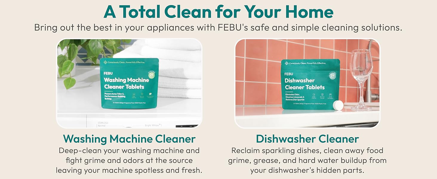 a total clean for your machines. Washer and Dishwasher Cleaner Tablets