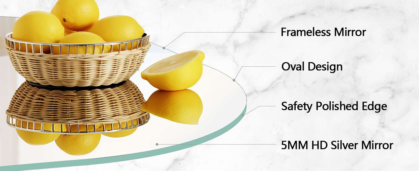 TheiaMo 48"x24" Frameless Bathroom Mirror for Wall, Modern