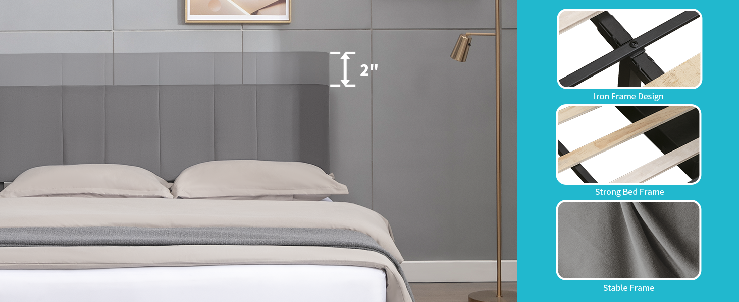 CECER King Size Bed Frame with 4 Storage Drawers, Upholstered Storage Bed Platform