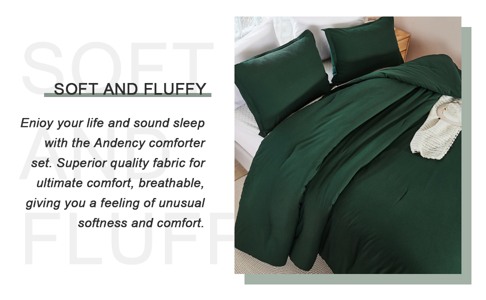 Andency Dark Green California King Comforter Set, 3 Pieces