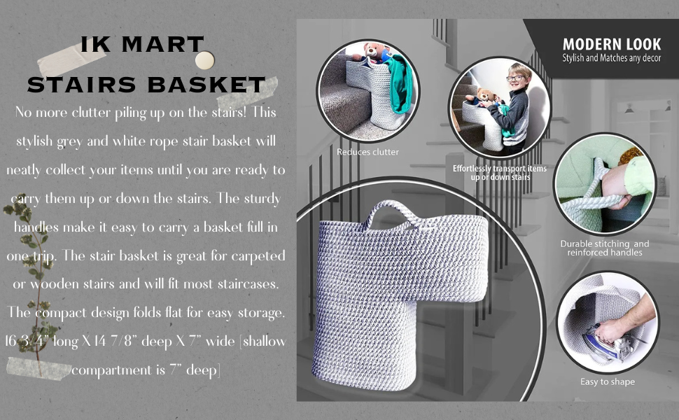 IK Mart Stairs Basket Cotton Rope Basket Internal Support