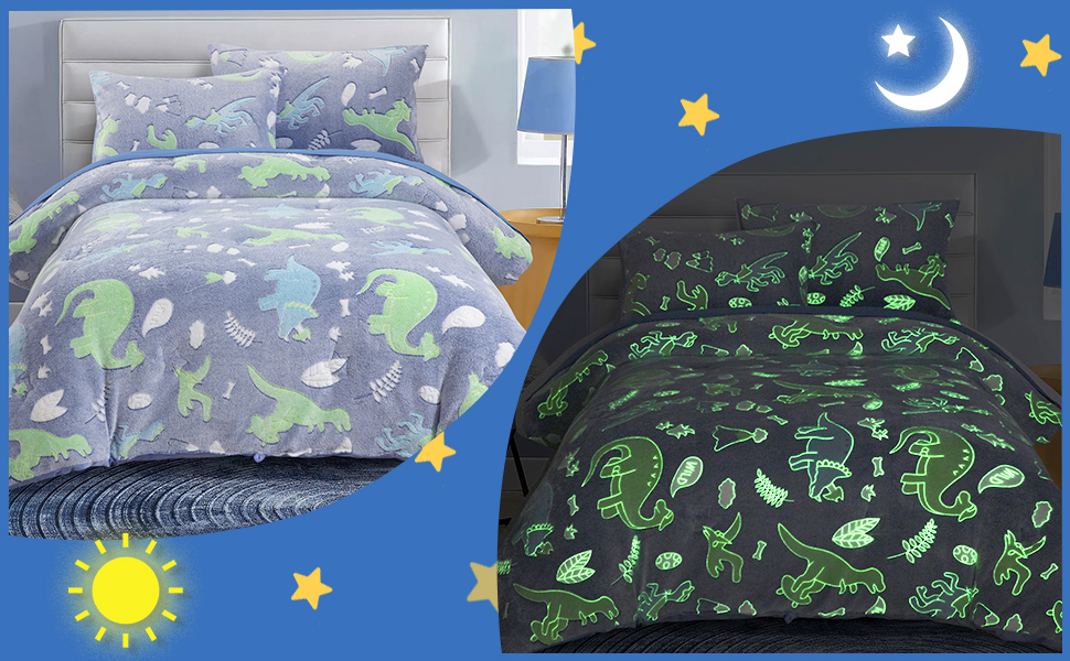 HOMBYS Glow in The Dark Comforter Set 5 Piece Twin/Twin XL