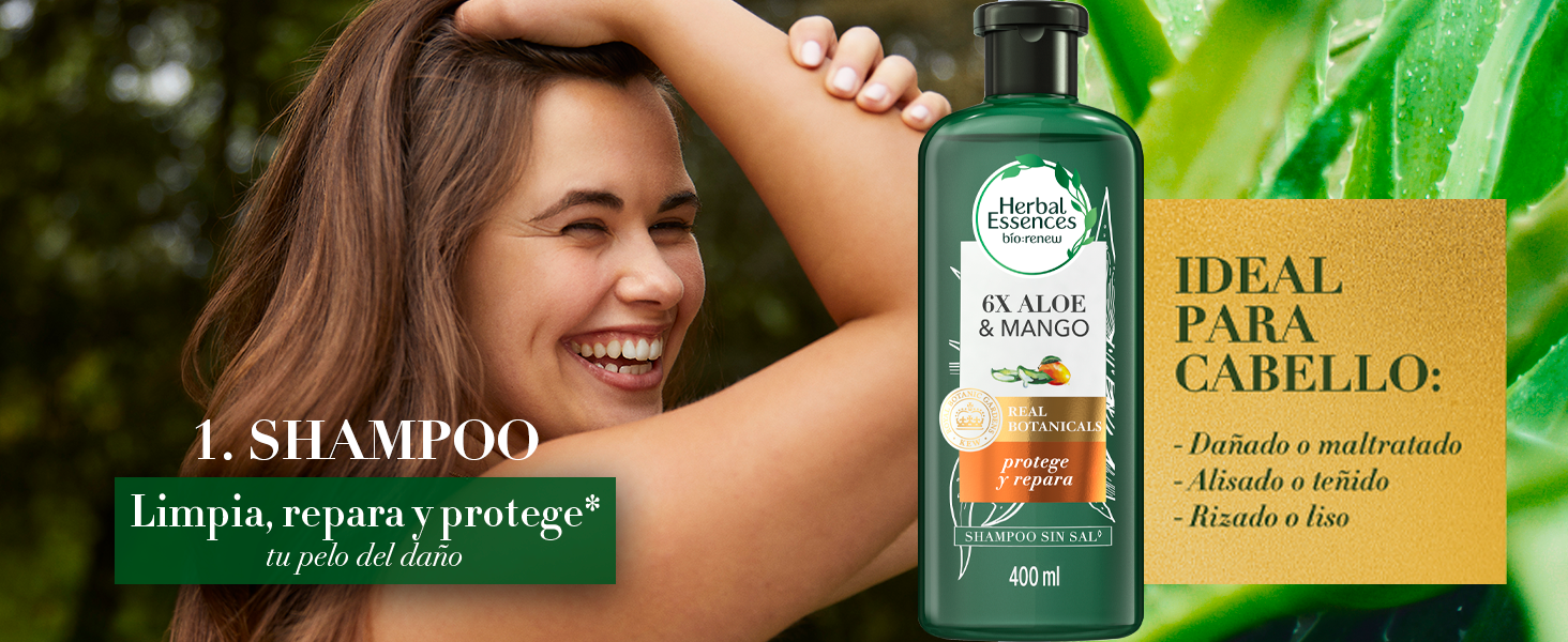 Herbal Essences, shampoo, shampoo de aloe, shampoo para hidratar, aloe vera, shampoo herbal, mango