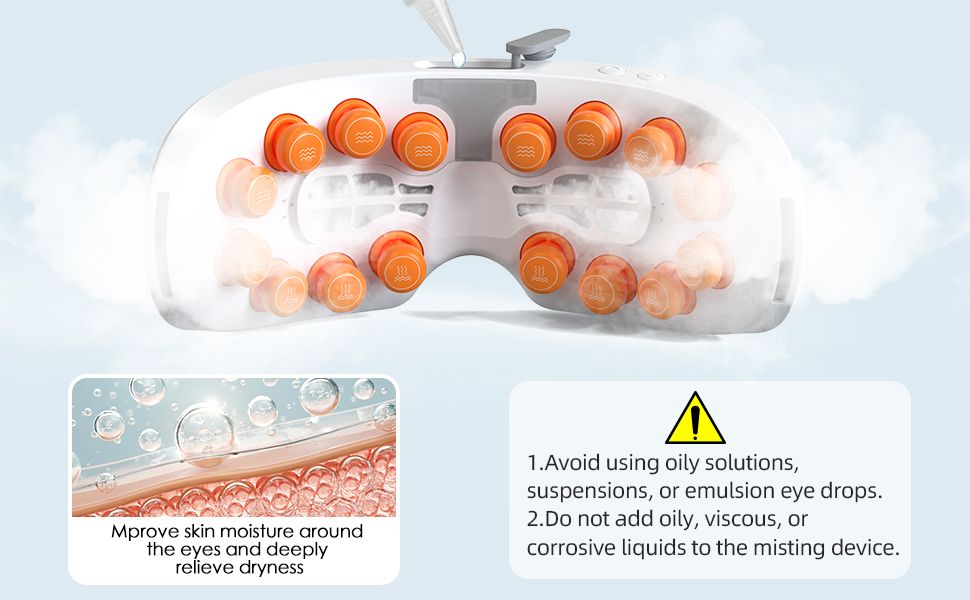 Wireless Eye Massager with Heat, 16 Massage Heads, Mist and Bluetooth ...