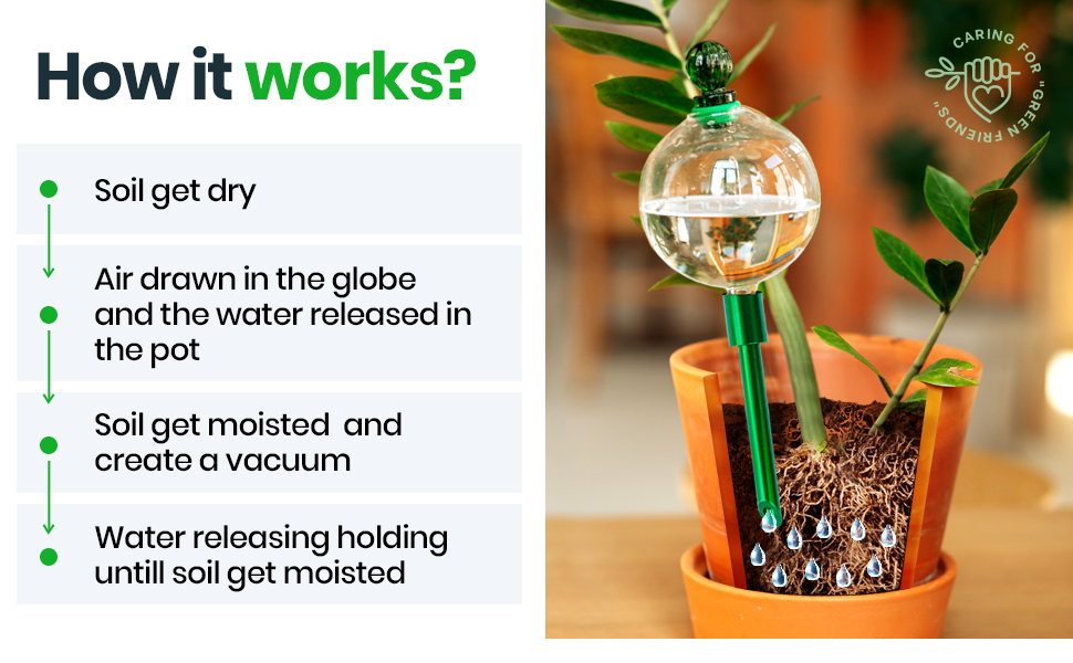 Plant Watering Globes XL with Metal Self Watering Planter
