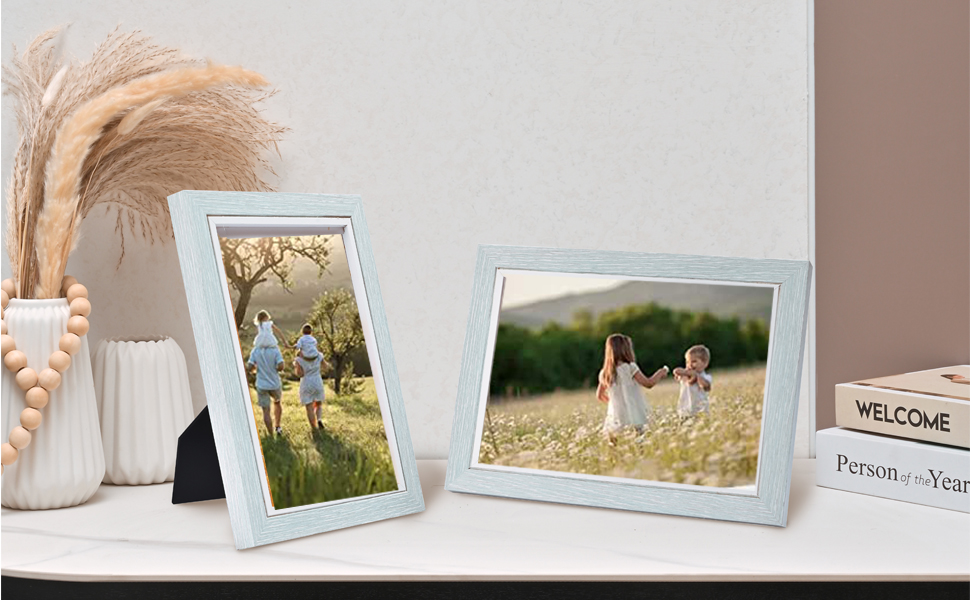 Donmills 6x4 Photo Frame Grey Wooden Multiple Picture Frame with White