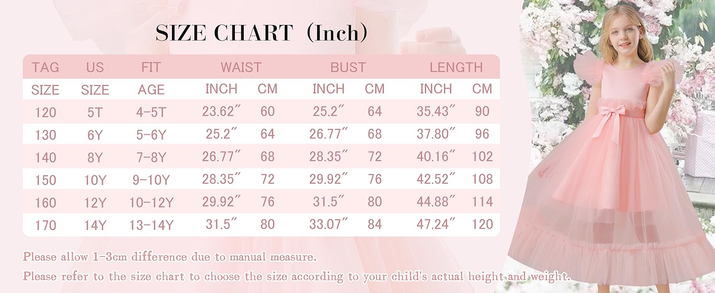 Satin Flower Girl Dress Girls A-Line Ruffle Sleeve Dresses Girl Formal Tulle Dress for Wedding Party