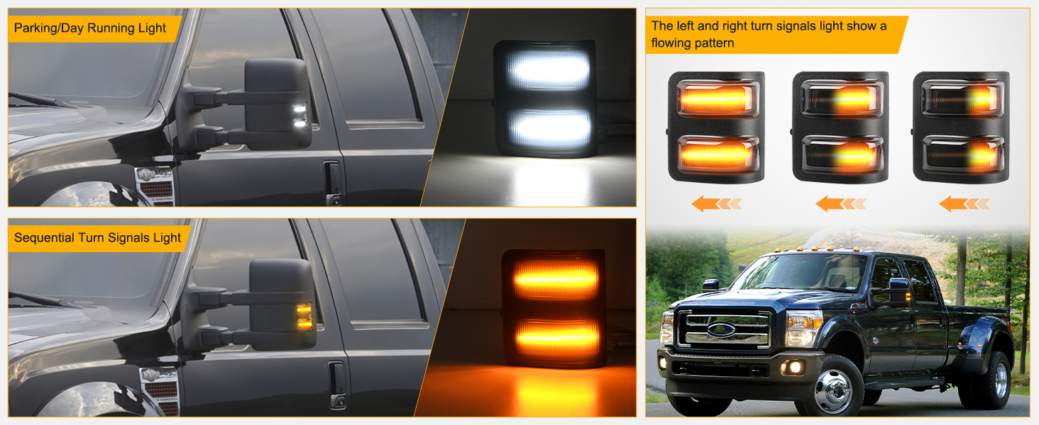 Side Mirror Marker Light Switchback Amber Turn Signals Light White Parking Light