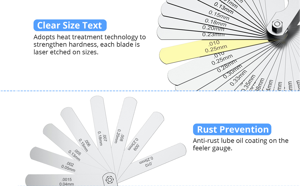 CAMWAY 2Pcs Feeler Gauge Set Stainless Steel Metric/Inch 32