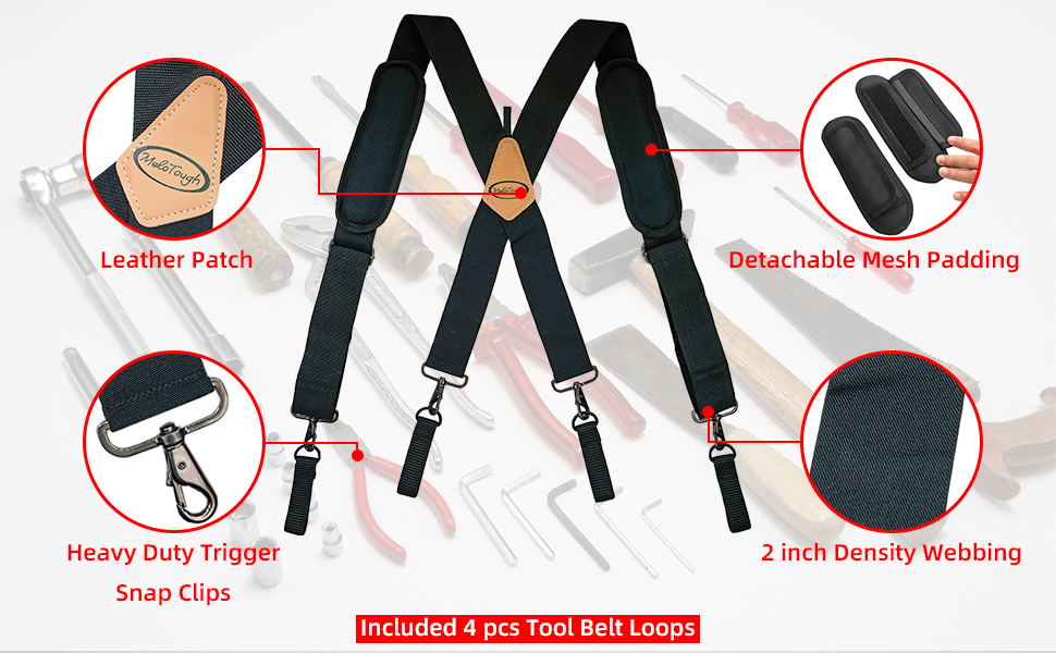 MELOTOUGH Tool Belt Suspenders Work Belt Suspenders Flexible Adjustable