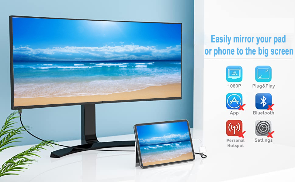 phone hdmi adapter digital av sync screen mirror cord converter pad pod to tv monitors projector