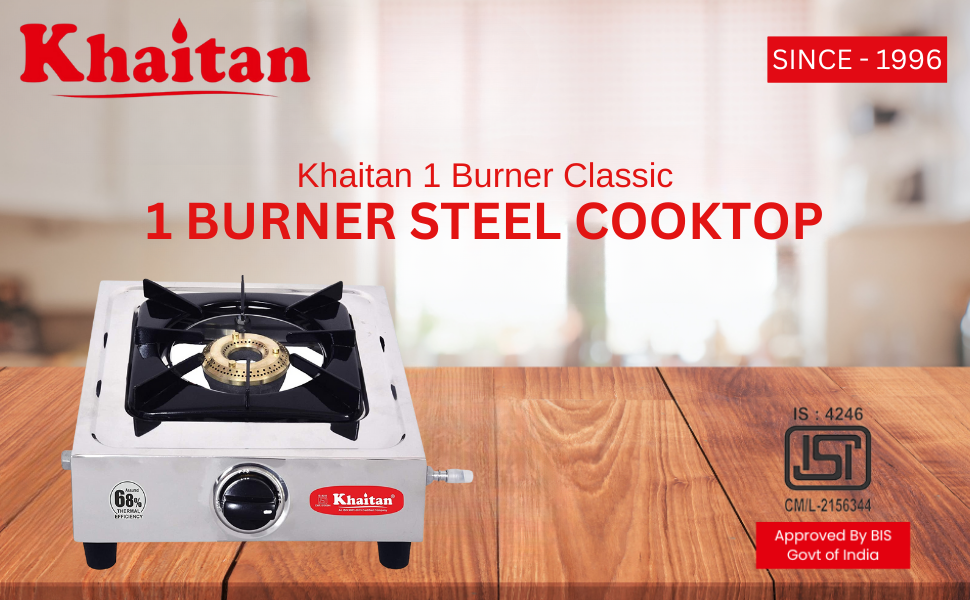 Khaitan 1 Burner Classic Stainless Steel 