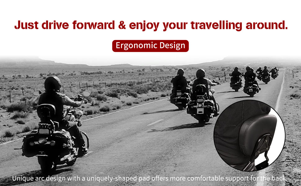 TIGERSGATE Gloss Black Detachable Motorcycle Rear Seat Diamond BackRest