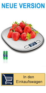 15KG Digitalwaage Küche mit Großer Edelstahl Wiegefläche, Tarafunktion, Auto Off Funktion