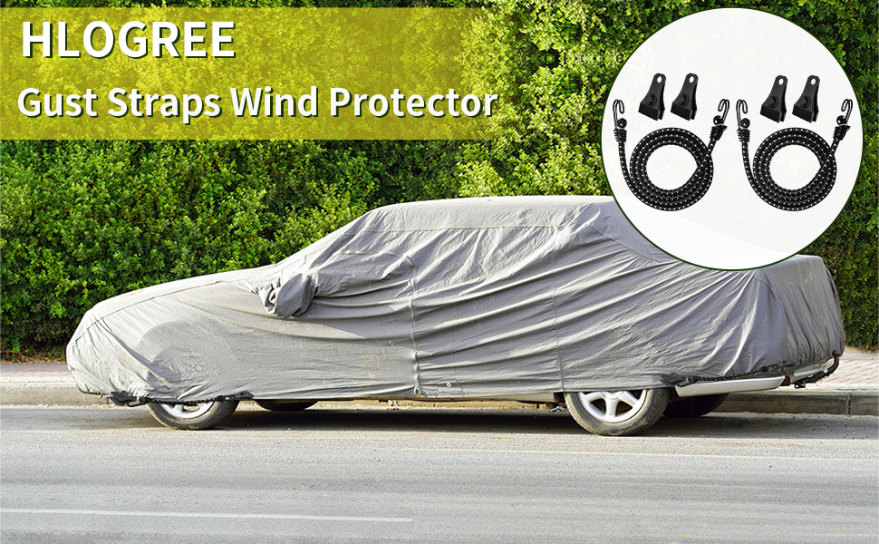 Hlogree 2PCS Car Cover Gust Straps Wind Protector,Bungee