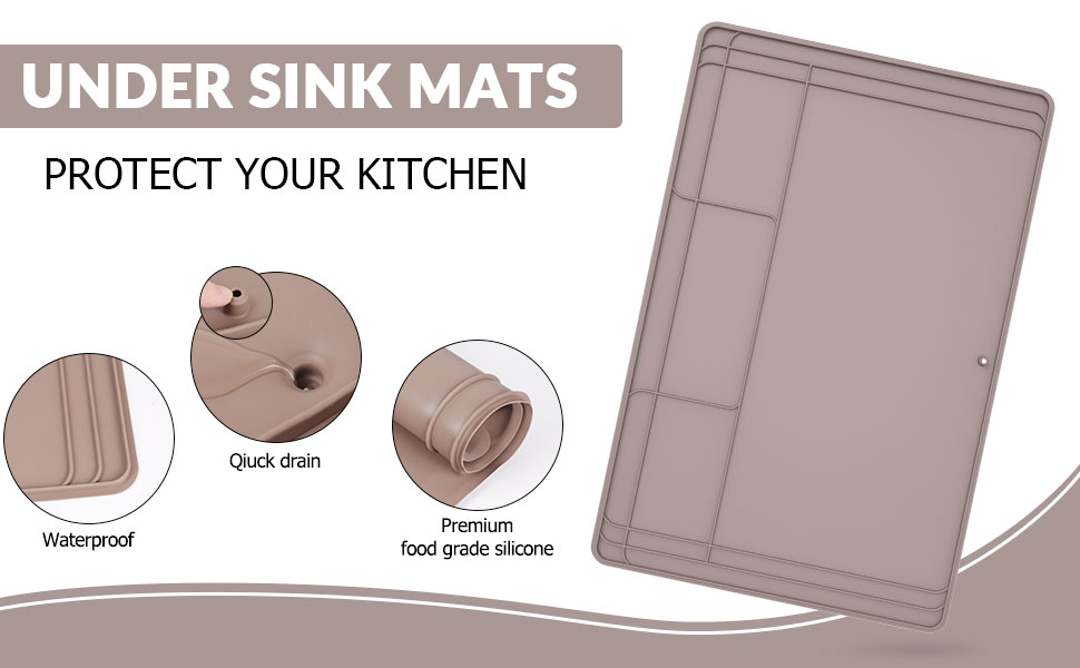 Under Sink Mats for Kitchen Waterproof 34" X 22" Or Smaller Cut to