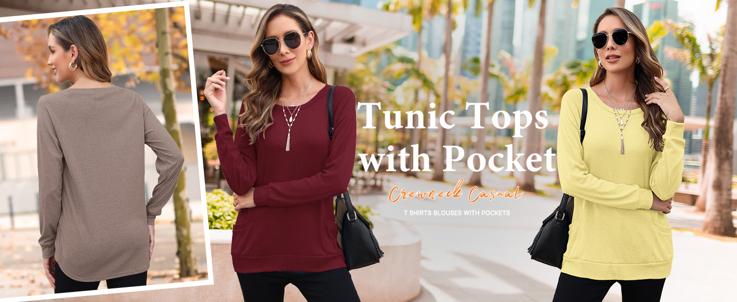 women tunic tops with pockets
