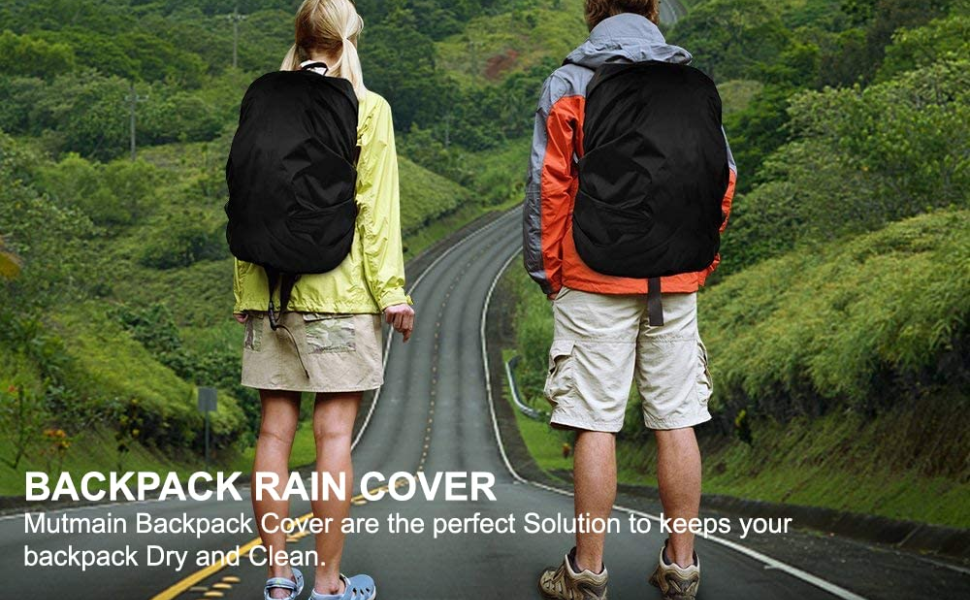 (Pack of 2) Bag Cover Waterproof Combo 25L to 35L Rain Cover for Schoolbag | Laptop Bag | Backpack Bags, Rubberized Material Black (BPBLACK-30LTO40L(2) 116 SPN-E2FA