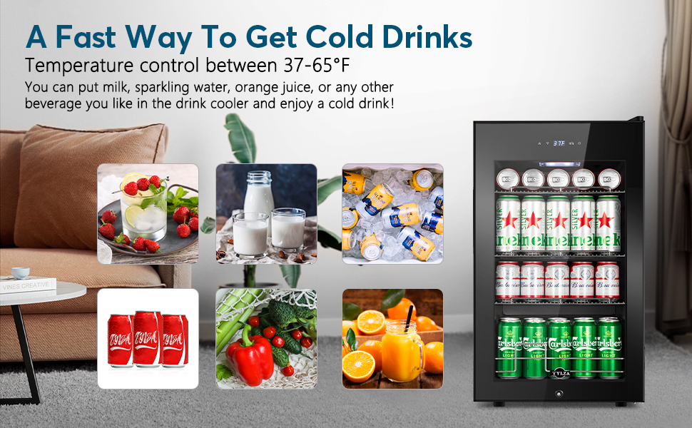 Tylza Mini Beverage Refrigerator Freestanding, 101 Cans
