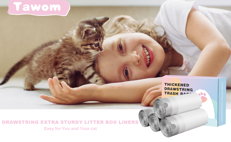 Tawom Self Cleaning Cat Litter Box, Drawstring Cat Litter