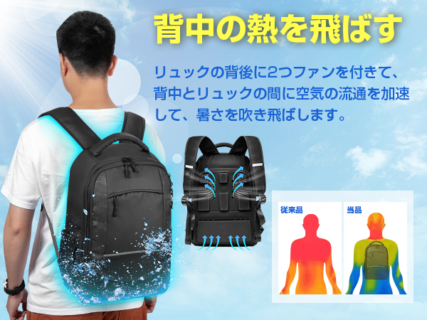 Amazon.co.jp: [KEMIMOTO] リュック 空調ファン付き 冷却バック