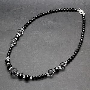 【定価約2万】オニキス ストーン necklace 楽天市場】黒龍 水晶 14mm オニキス 天然石 数珠 ネックレス