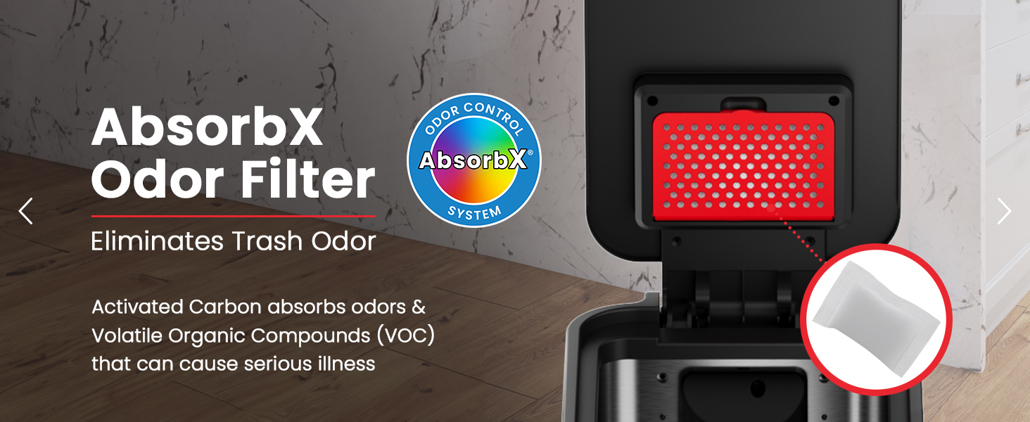 AbsorbX Odor Filter eliminates trash odors