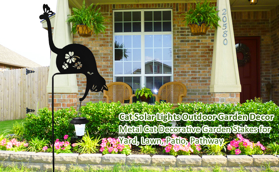 Cat Garden Statue, Outdoor Metal Decorative Garden Stakes for Lawn Yard Pathway Patio