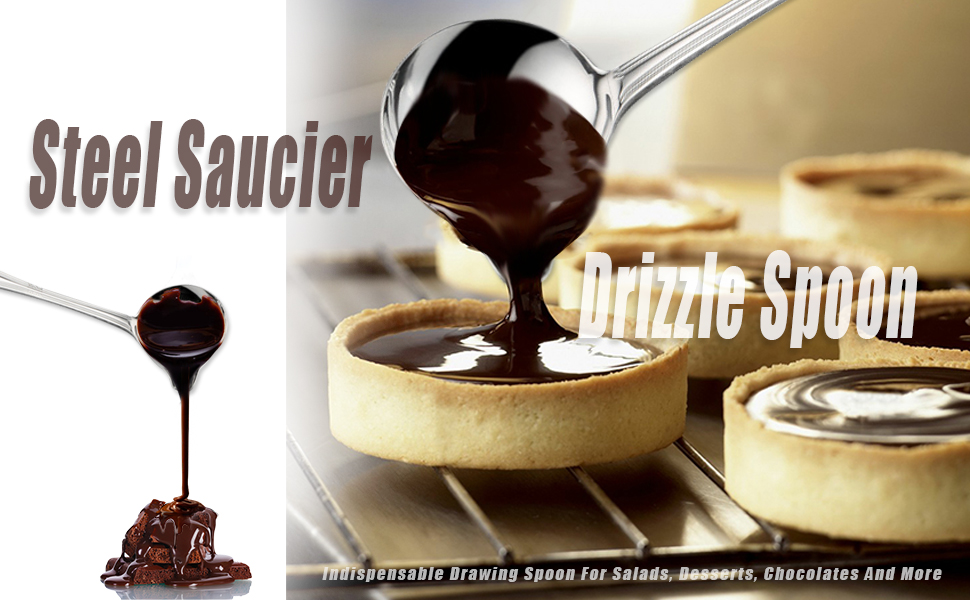 ZHUOMINGJIA 3 Pcs Stainless Steel Saucier Drizzle Spoon