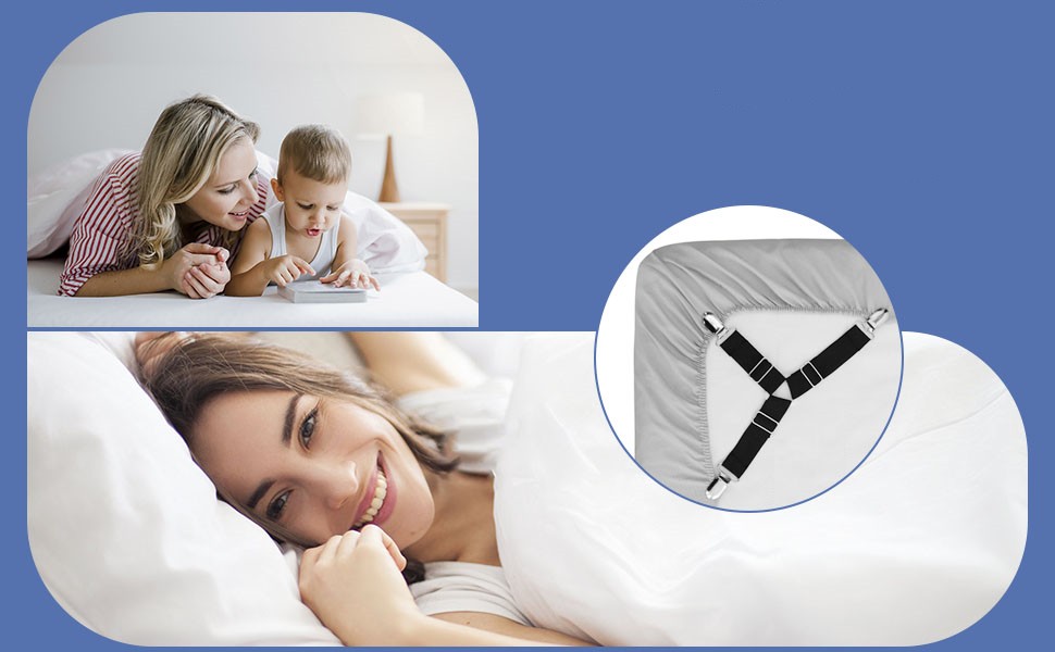 ZDHOSTY Bed Sheet Clips 4pcs Bed Sheet Holder Corner Triangle Mattress
