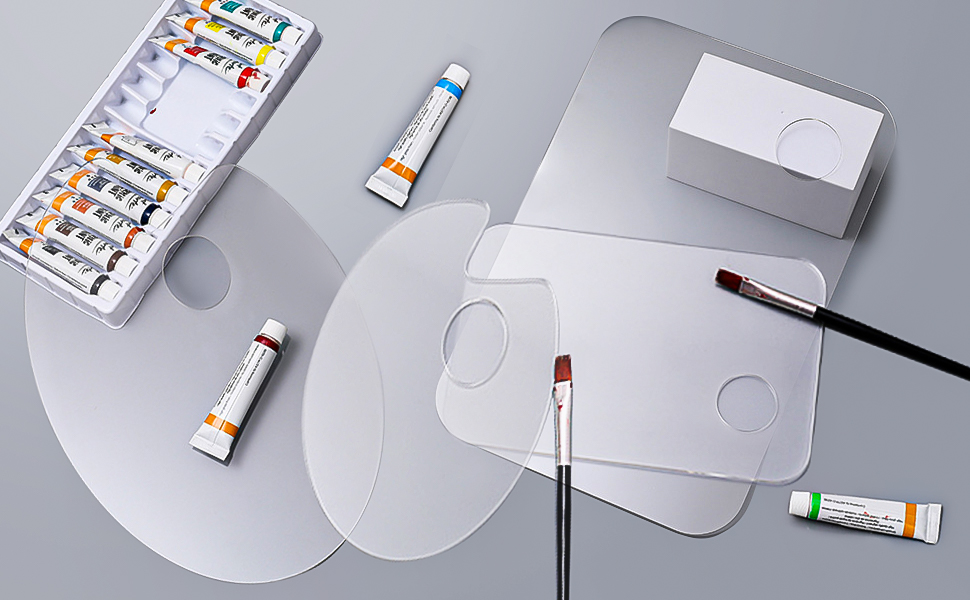 4pcs Acrylic Paint Palette Clear Paint Pallet, Transparent