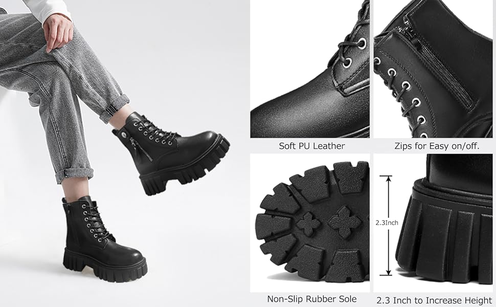 SANNAX Womens Boots Ankle Boots Ladies Classic Lace-up Chunky Boots Side Zipper Flatform Casual Boot Shoes 11 women comfortable boots ankle chunky booties ladies stylish trendy outdoor indoor shoes