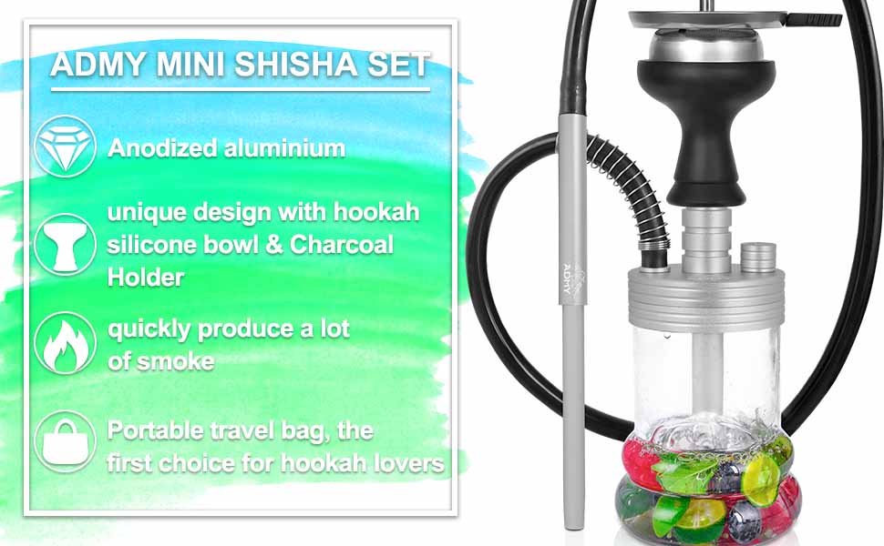 Portable Hookah Set with Everything, Mini Hookah Set