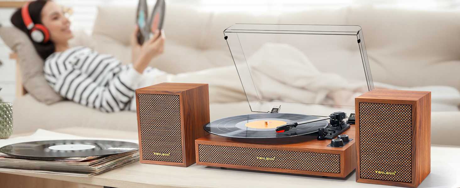 Vinyl Record Player with External Bookshelf Speakers, 331/