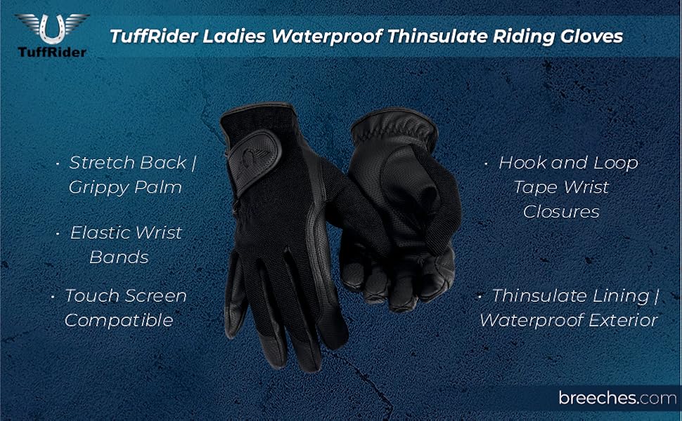 TuffRider Ladies Waterproof Thinsulate Riding Gloves
