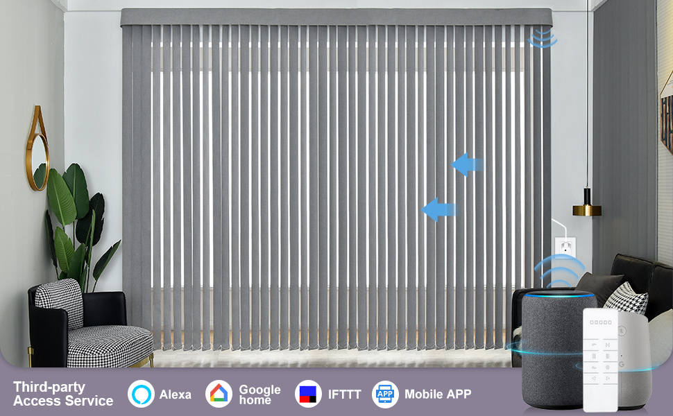 Graywind Motorized Vertical Blinds Compatible with Alexa Google Privacy